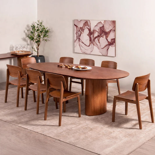 Conjunto de Jantar Mesa Orgânica 8 Cadeiras Gaya - Natural