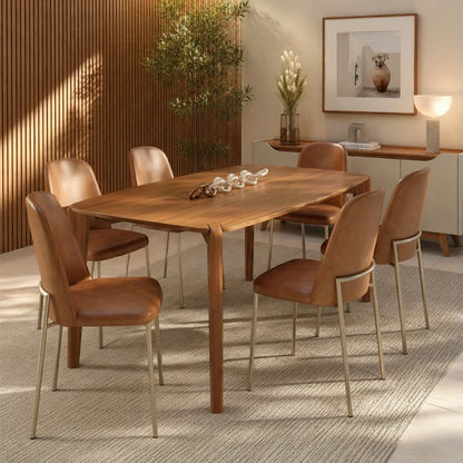 Conjunto de Jantar Mesa Retangular Harmony 6 Cadeiras Lucille - Canella c/ Caramelo