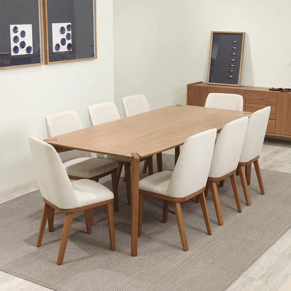 Conjunto de Jantar Mesa Retangular Harmony 8 Cadeiras Kalina - Natural c/ Off White