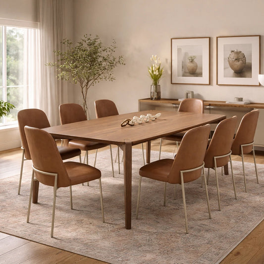 Conjunto de Jantar Mesa Retangular Harmony 8 Cadeiras Lucille - Canella c/ Caramelo