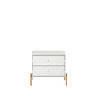 Mesa de Cabeceira 2 Gavetas Jasper 64 cm - Branco c/ Dourado
