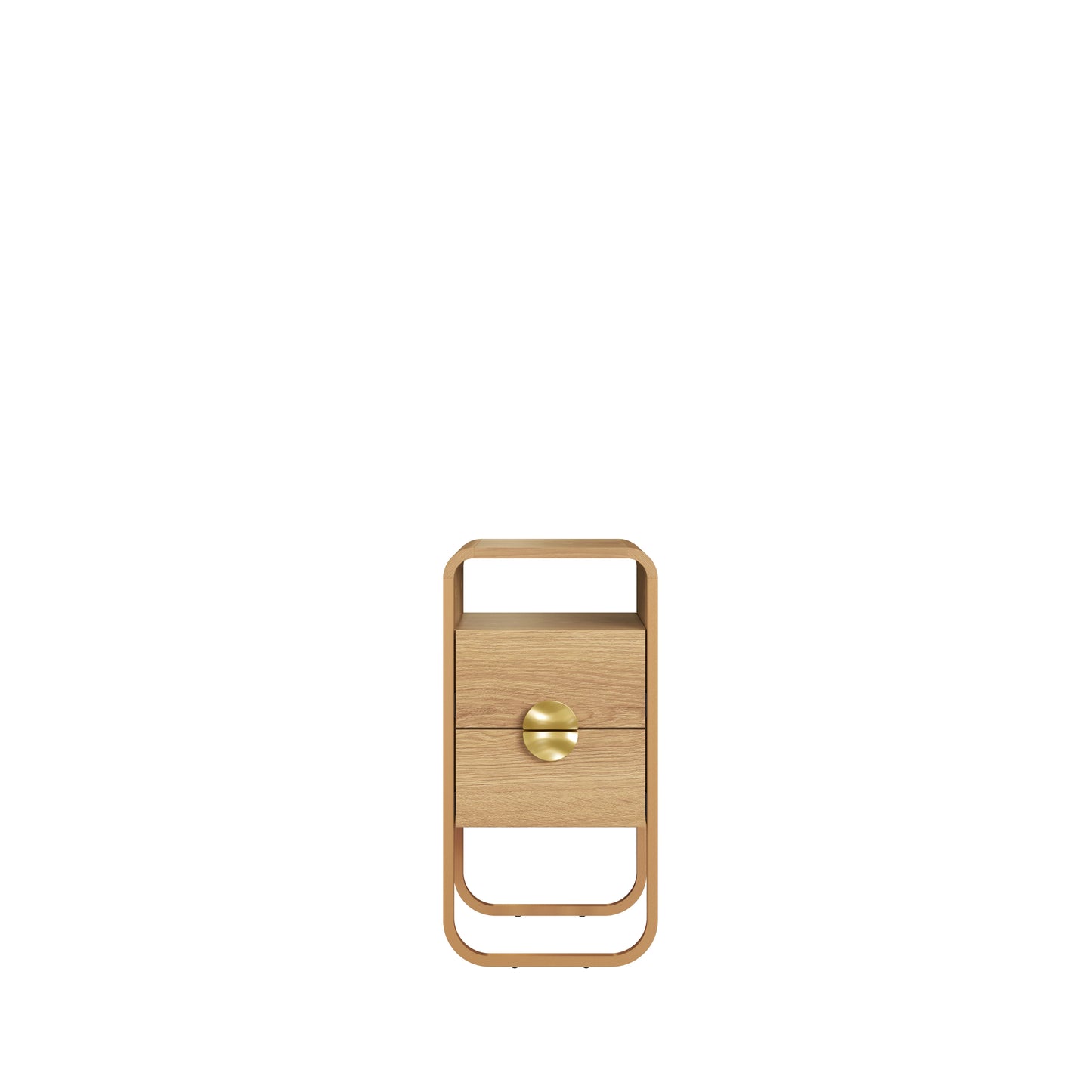 Mesa de Cabeceira com 2 Gavetas 1 Nicho Dunna 30 cm - Mel c/ Dourado