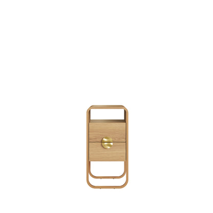 Mesa de Cabeceira com 2 Gavetas 1 Nicho Dunna 30 cm - Mel c/ Dourado