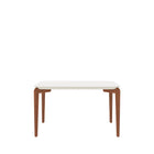 Mesa de Jantar Retangular c/ Vidro para 4 Lugares Donatella 135 cm - Off White Fosco c/ Natural