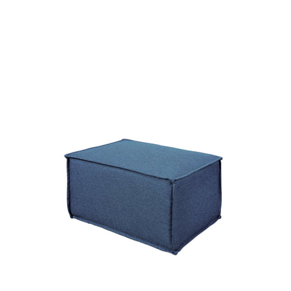 Puff Modular Estofado Freddo 80 cm - Linho Texturizado Azul