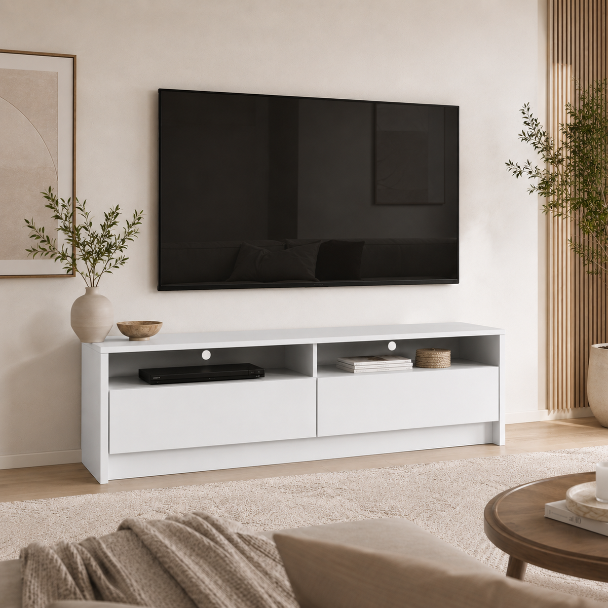 Rack para TV Até 50" 2 Portas Aspen 135 cm - Branco Fosco