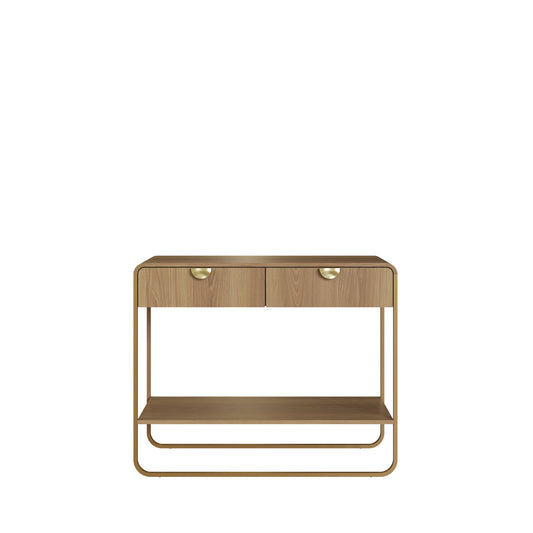 Aparador com 2 Gavetas Dunna 100 cm - Mel c/ Dourado