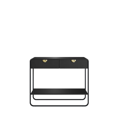 Aparador com 2 Gavetas Dunna 100 cm - Preto c/ Dourado