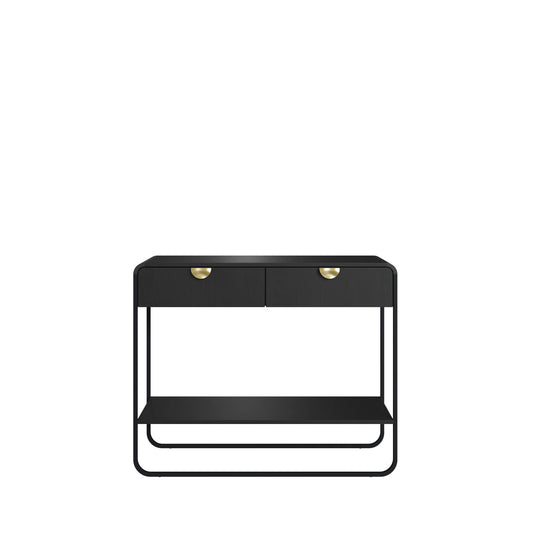 Aparador com 2 Gavetas Dunna 100 cm - Preto c/ Dourado