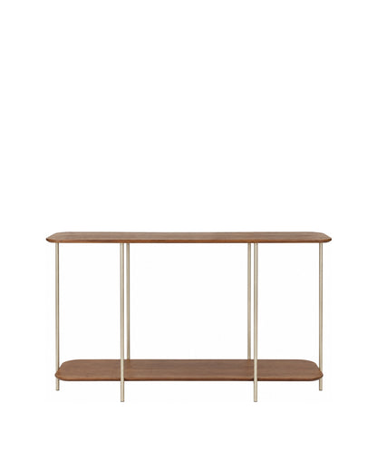 Aparador com Tampo em Lâmina de Madeira e pés em Metal Biophilia 120 cm - Mel c/ Champanhe