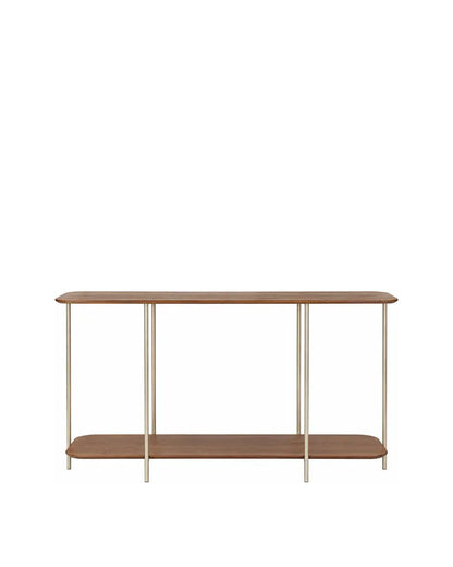 Aparador com Tampo em Lâmina de Madeira e pés em Metal Biophilia 140 cm - Mel c/ Champanhe