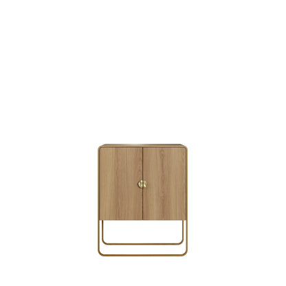 Balcão Buffet 2 Portas Dunna 90 cm - Mel c/ Dourado