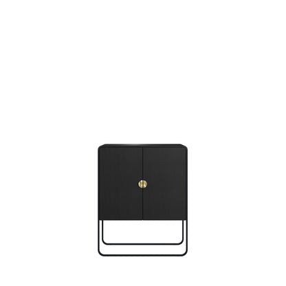 Balcão Buffet 2 Portas Dunna 90 cm - Preto c/ Dourado