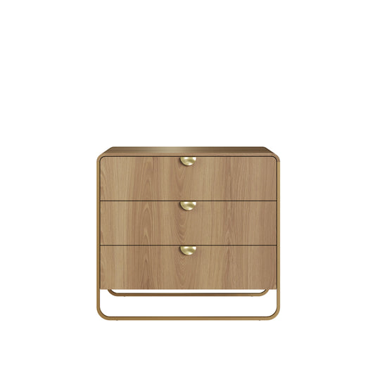 Cômoda com 3 Gavetas Dunna 90 cm - Mel c/ Dourado