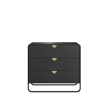 Cômoda com 3 Gavetas Dunna 90 cm - Preto c/ Dourado