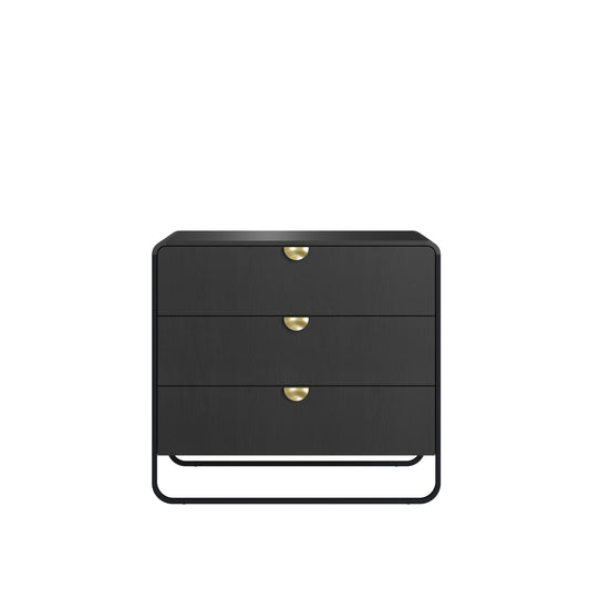 Cômoda com 3 Gavetas Dunna 90 cm - Preto c/ Dourado
