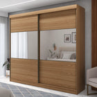 Guarda-Roupa Casal com Espelho 2 Portas de Correr 6 Gavetas Alexander 238 cm - Carvalho