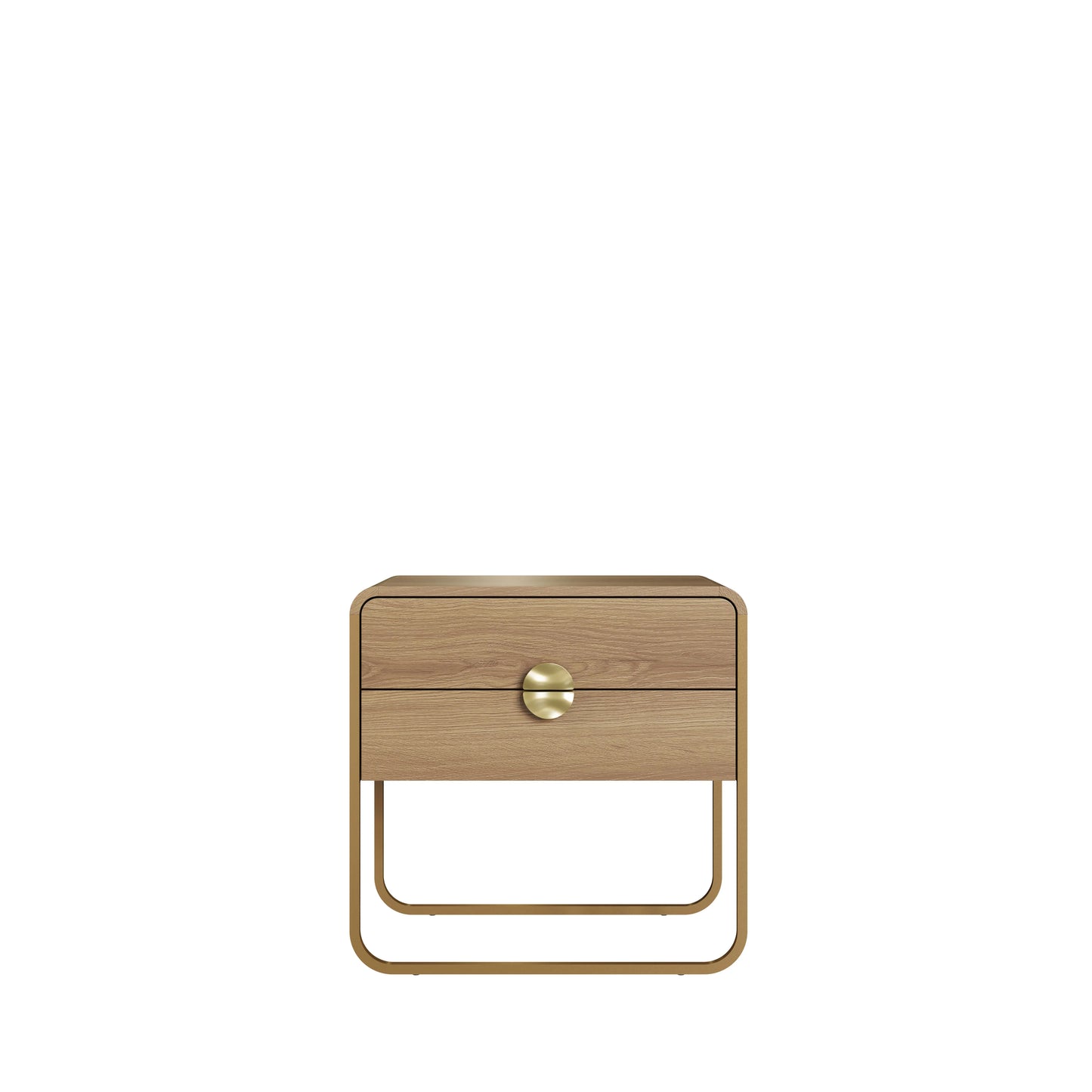 Mesa de Cabeceira com 2 Gavetas Dunna 60 cm - Mel c/ Dourado