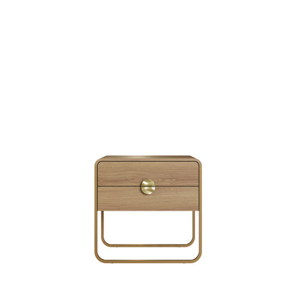 Mesa de Cabeceira com 2 Gavetas Dunna 60 cm - Mel c/ Dourado