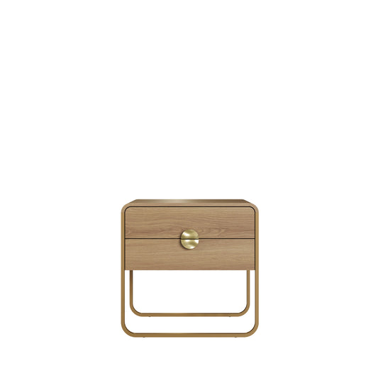 Mesa de Cabeceira com 2 Gavetas Dunna 60 cm - Mel c/ Dourado
