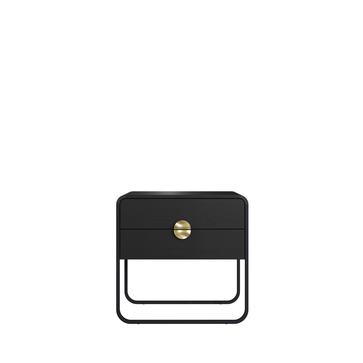 Mesa de Cabeceira com 2 Gavetas Dunna 60 cm - Preto c/ Dourado