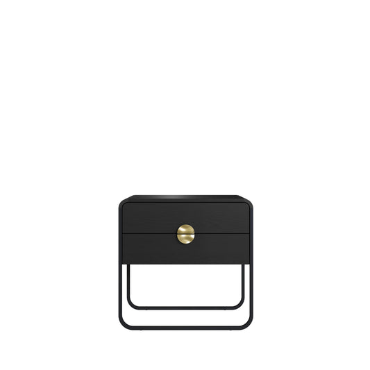Mesa de Cabeceira com 2 Gavetas Dunna 60 cm - Preto c/ Dourado