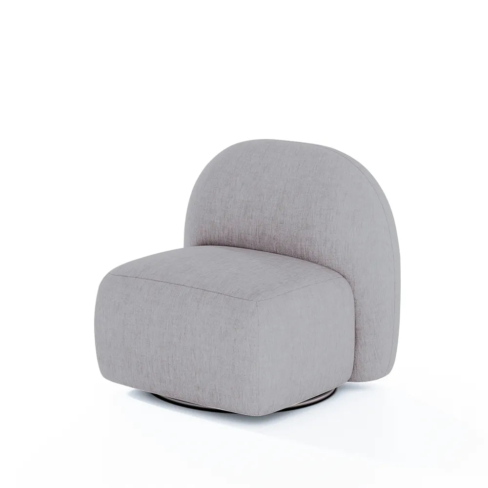 Poltrona Estofada Giratória Aurora - Linho Texturizado Cinza
