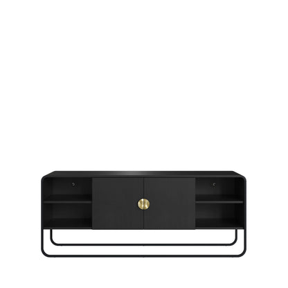 Rack para TV Até 55" 2 Portas Dunna 150 cm - Preto c/ Dourado