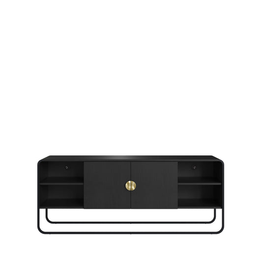 Rack para TV Até 55" 2 Portas Dunna 150 cm - Preto c/ Dourado