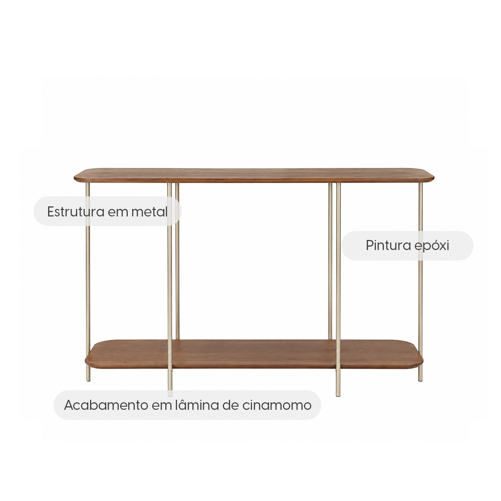 Aparador com pés em Metal Biophilia 100 cm - Mel c/ Champanhe