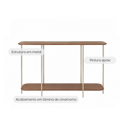 Aparador com pés em Metal Biophilia 100 cm - Mel c/ Champanhe