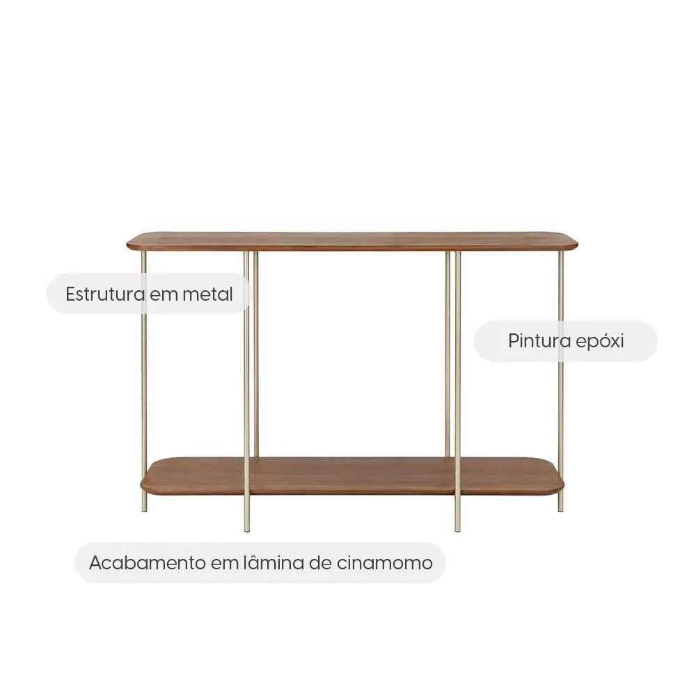 Aparador com pés em Metal Biophilia 90 cm - Mel c/ Champanhe