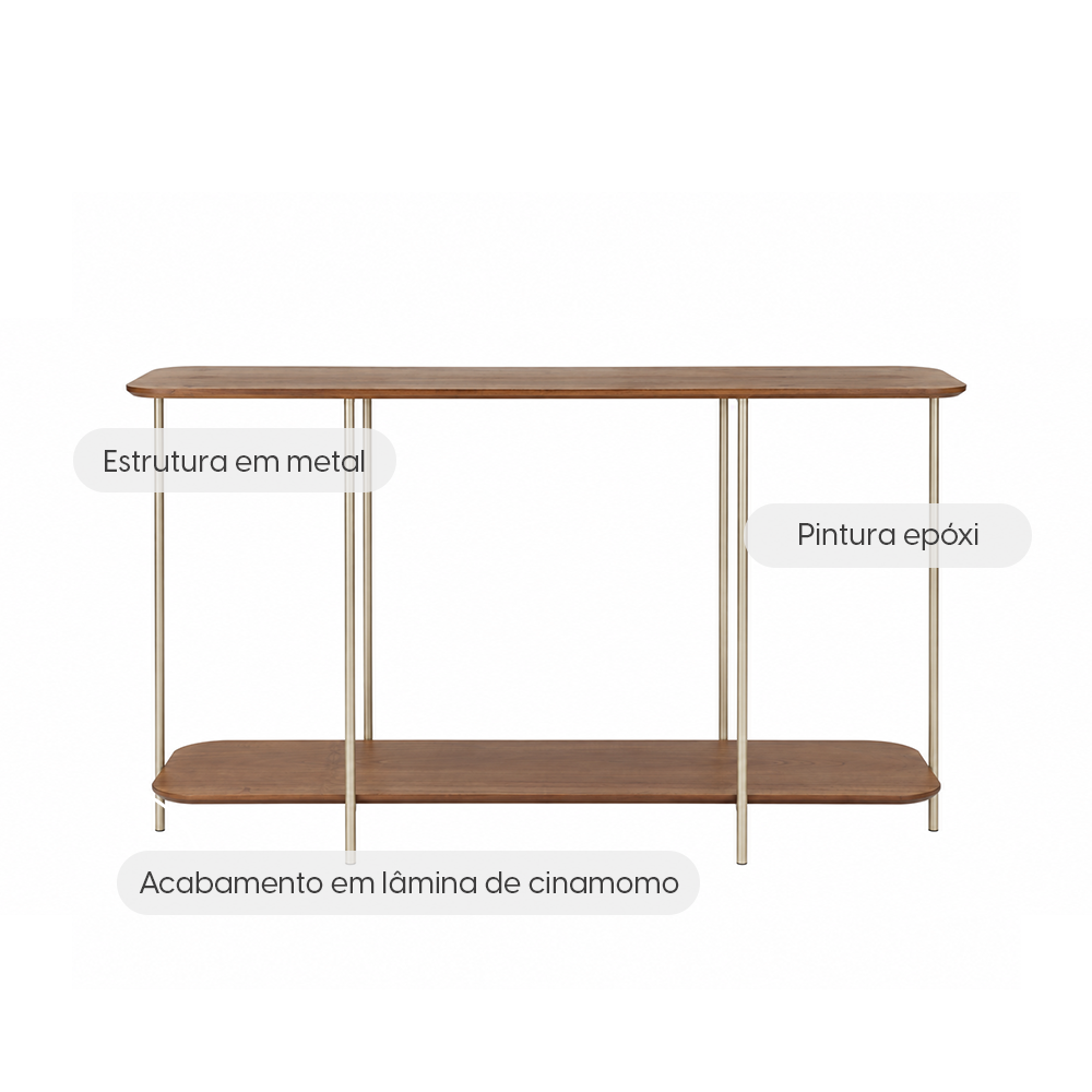 Aparador com pés em Metal Biophilia 120 cm - Mel c/ Champanhe