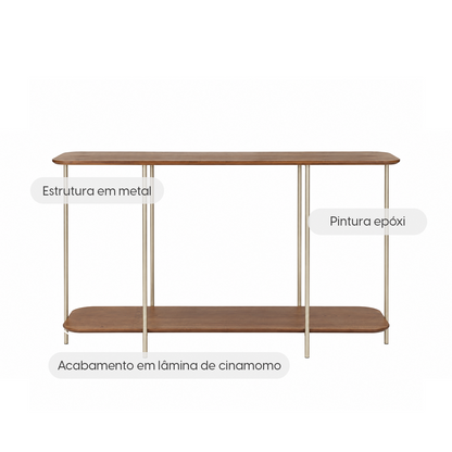 Aparador com pés em Metal Biophilia 120 cm - Mel c/ Champanhe