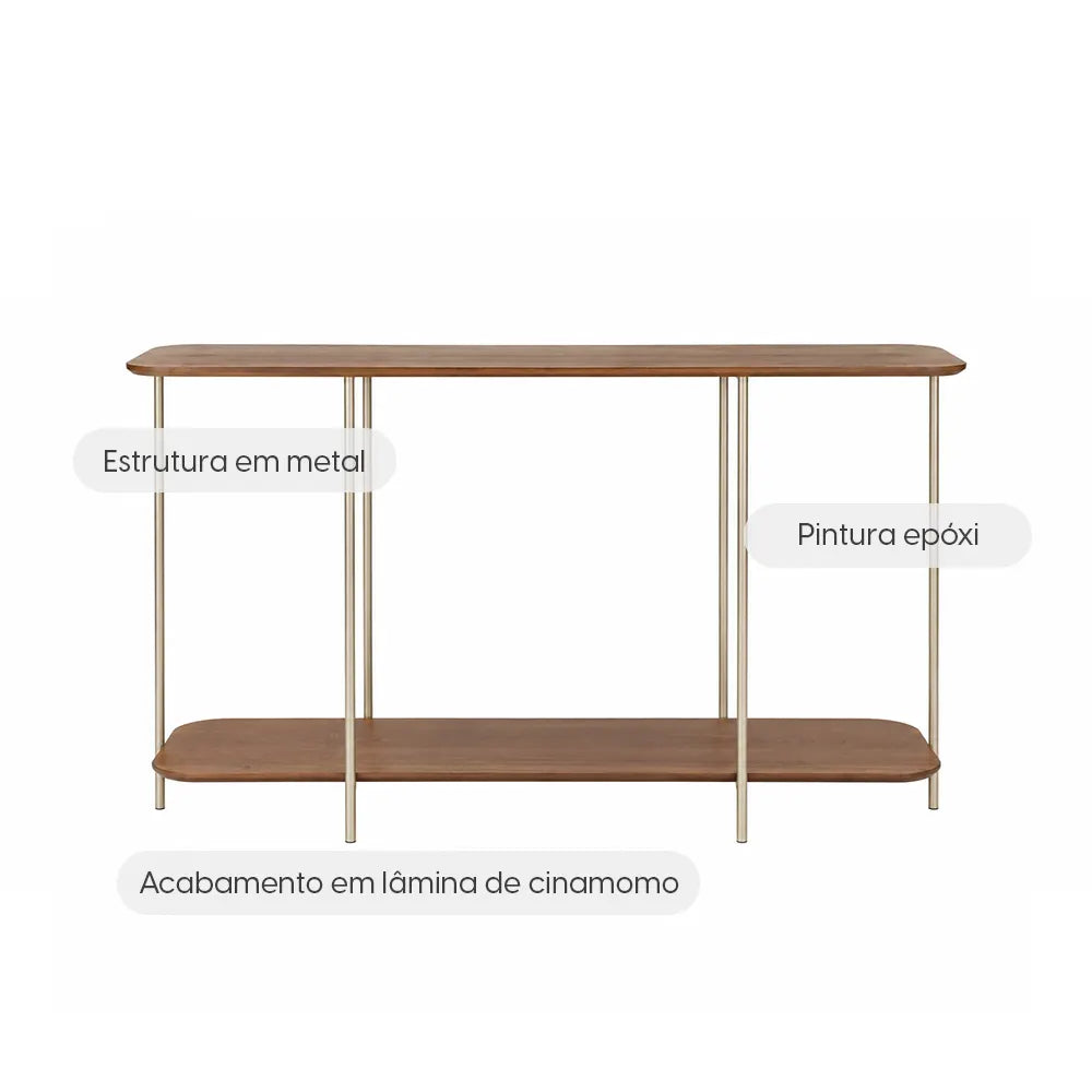 Aparador com pés em Metal Biophilia 140 cm - Mel c/ Champanhe