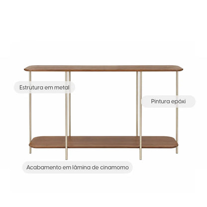 Aparador com pés em Metal Biophilia 140 cm - Mel c/ Champanhe