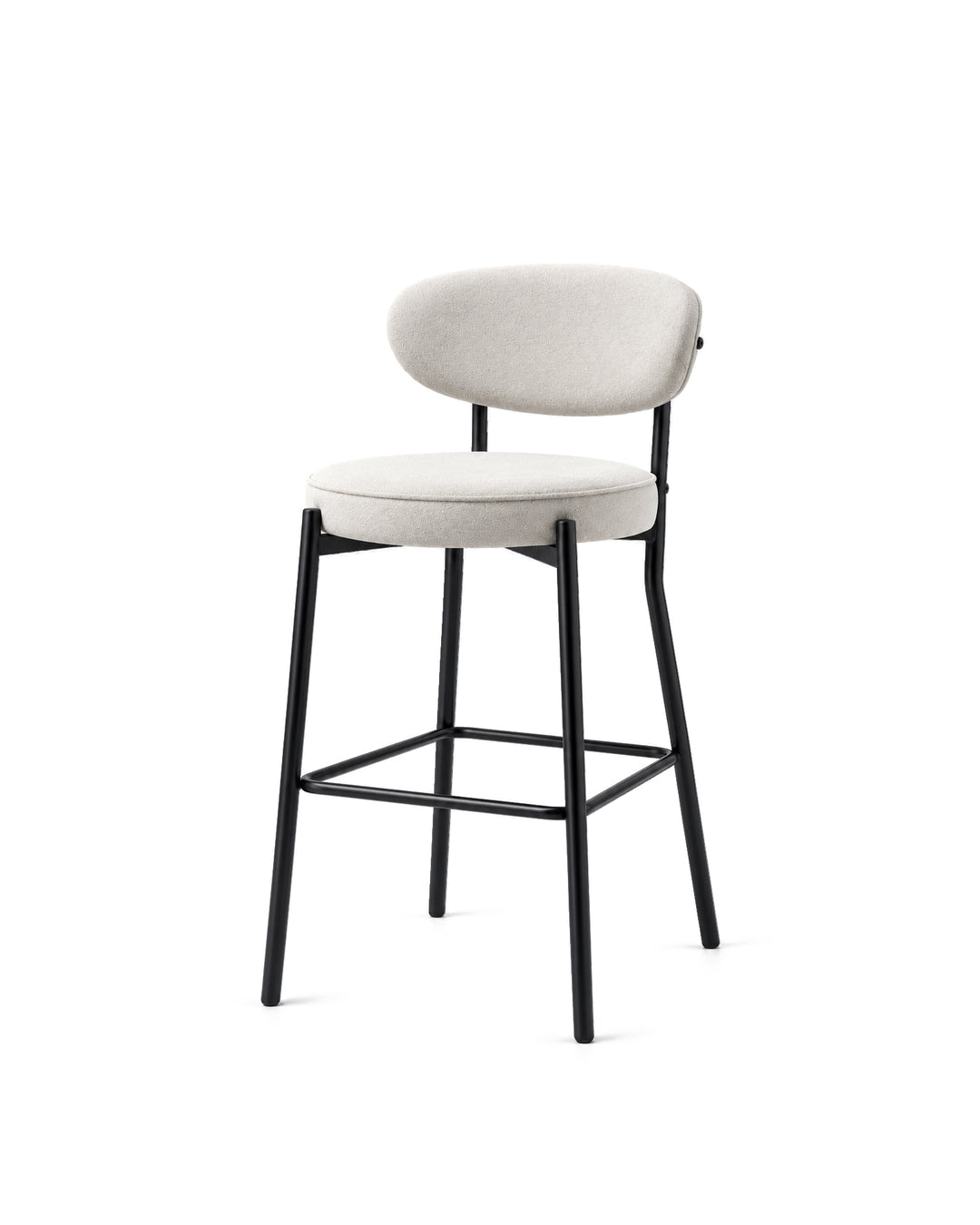 Banqueta Alta de Aço Estofada Oryn - Off White