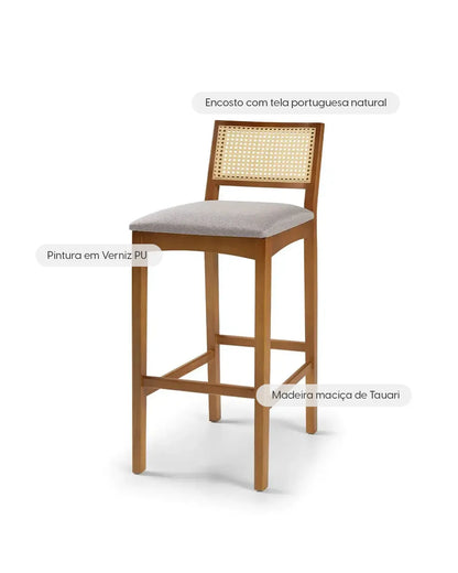 Banqueta Masay - Linho Off White c/ Mel