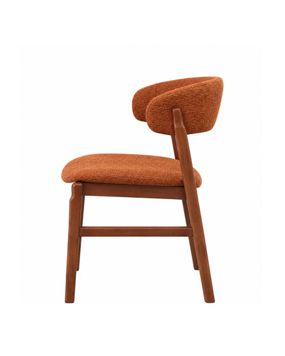 Cadeira de Madeira Maciça Estofada Loran - Natural c/ Boucle Terracota