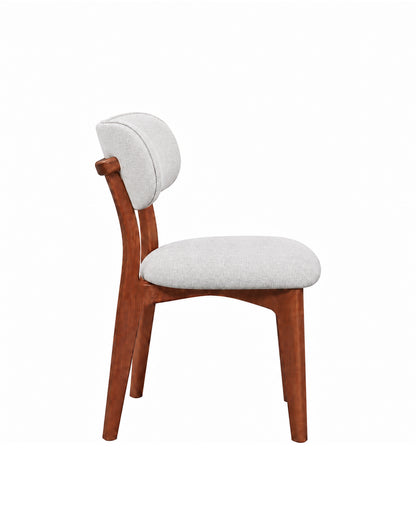Cadeira de Madeira Maciça Estofada Elvor - Natural c/ Linho Off White