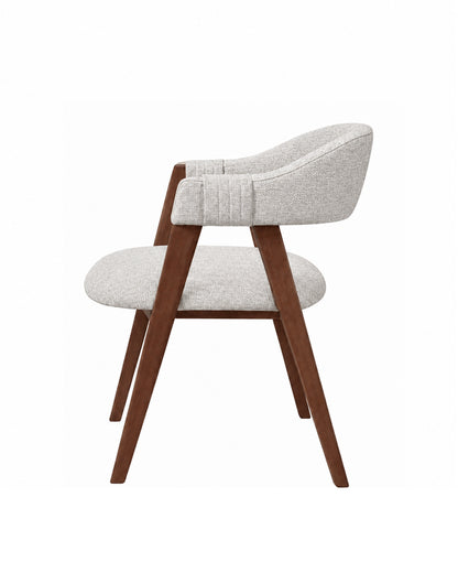 Cadeira de Madeira Maciça Estofada Tavora - Natural c/  Linho Off White