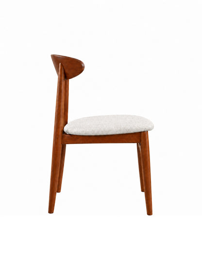 Cadeira de Madeira Maciça Estofada Stellan - Natural c/ Linho Off White