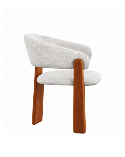 Cadeira de Madeira Maciça Estofada Lunea - Natural c/ Linho Off White