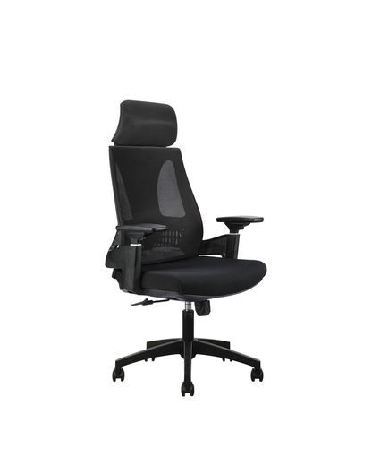 Cadeira de Escritório Ergonômica Giratória com Apoio de Braços e Regulagem de Altura Axis - Preta
