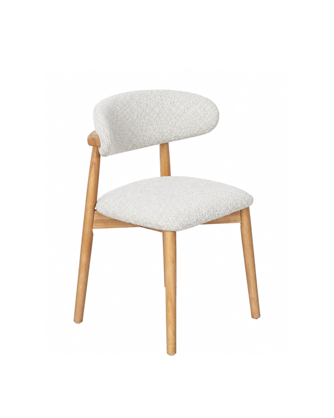 Cadeira de Madeira Maciça Estofada Orven - Natural c/ Boucle Branco