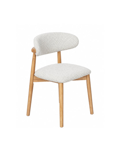 Cadeira de Madeira Maciça Estofada Orven - Natural c/ Boucle Branco