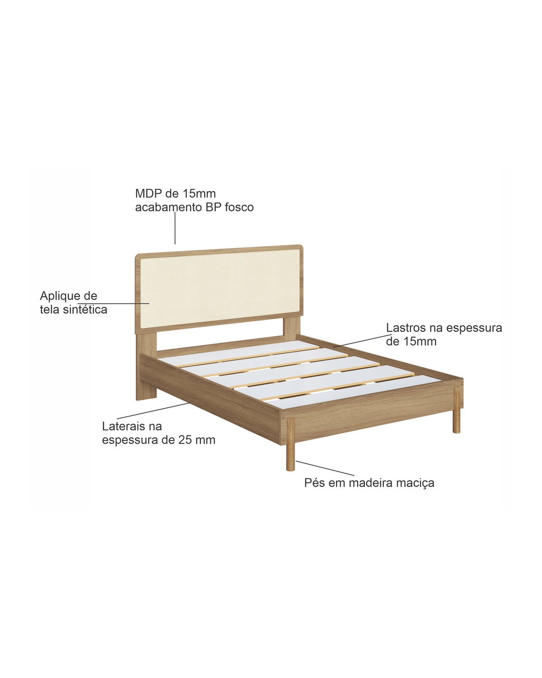 Cama Casal Palhinha Urdi 138 cm - Mel