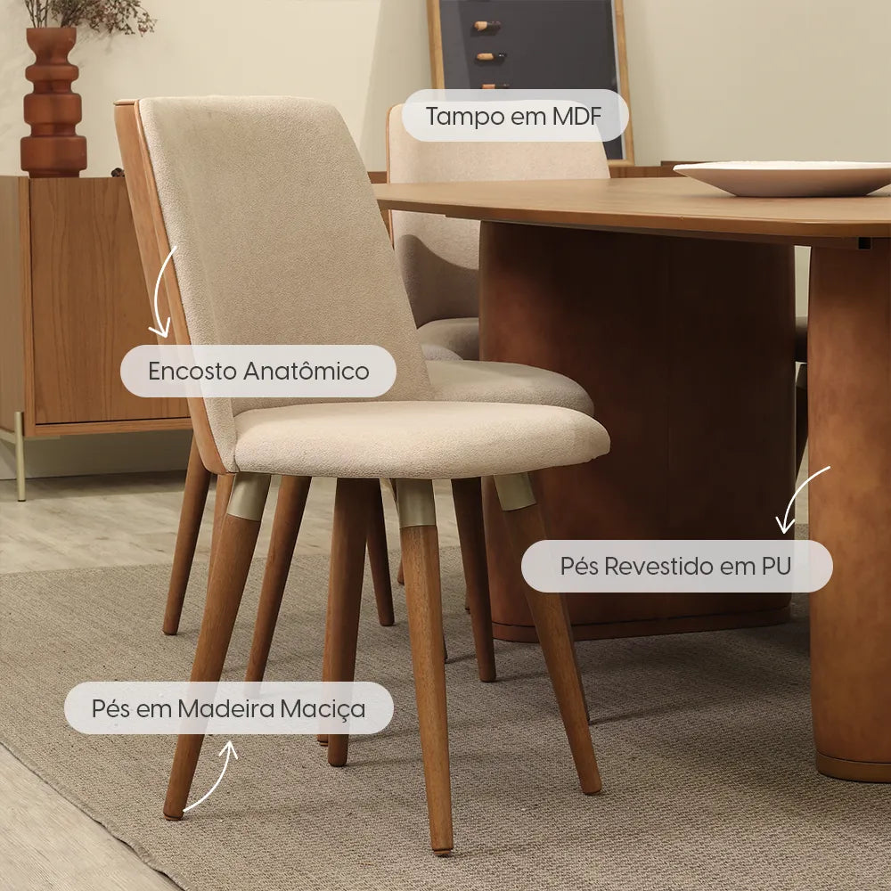 ☆masa☆ Conjunto de Jantar Mesa Retangular Lintz com 8 Cadeiras Dakota