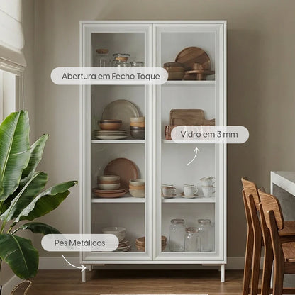 Cristaleira 2 Portas com Vidro Vitria 91 cm - Branco