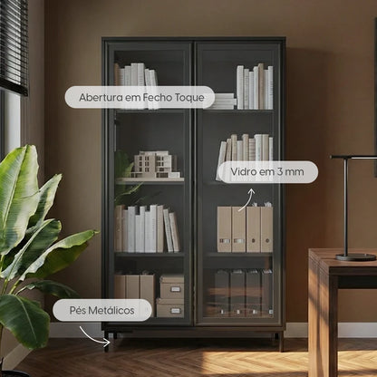 Cristaleira 2 Portas com Vidro Vitria 91 cm - Preto
